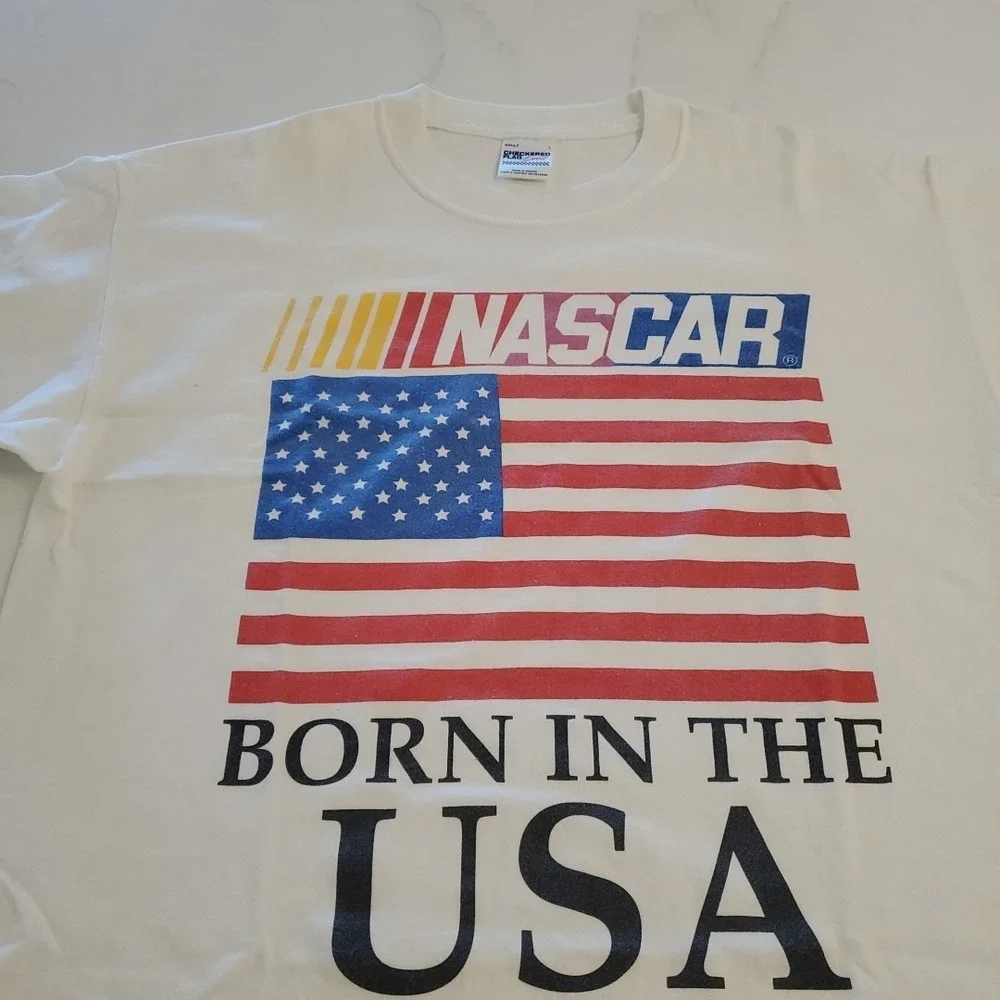 NASCAR Checkered Flag Sports Born in the USA Bruce Springteen‎ T Shirt Large Y2K